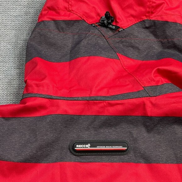 Sessions Terrain Womens Red Gray Stripe Jane Heather Snowboard Coat Recco Size S - Picture 6 of 16